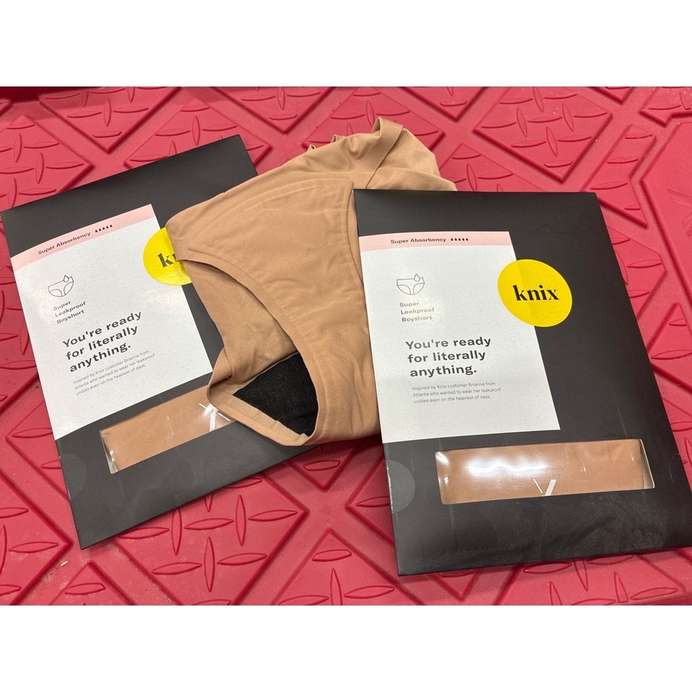 Knix Super Leakproof Boyshort Underwear Beige Size M Lot of 3 Period Panty NWT